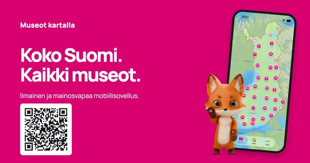Puhelinsovellus ja koko Suomi — pinkki · QR-koodilla