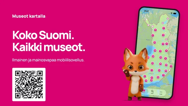 Puhelinsovellus ja koko Suomi — pinkki · QR-koodilla