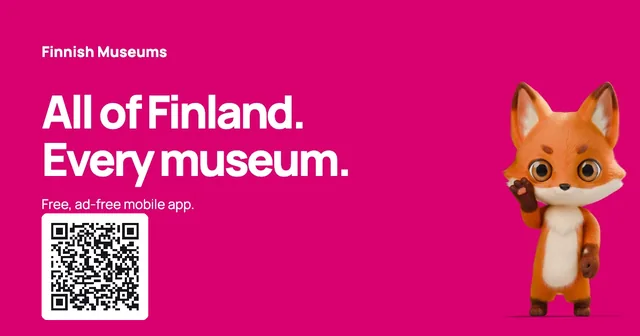 All of Finland. Every museum. — pink · With QR code