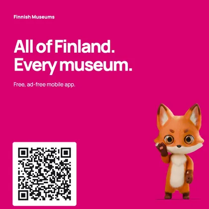 All of Finland. Every museum. — pink · With QR code