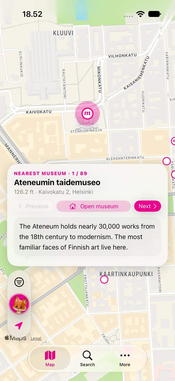 Unframed screenshot · Ateneum in the fox guide