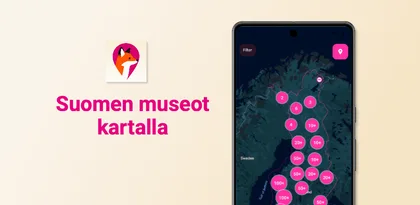 Google Play -bannerikuva: ikoni, otsikko ja tumma kartta