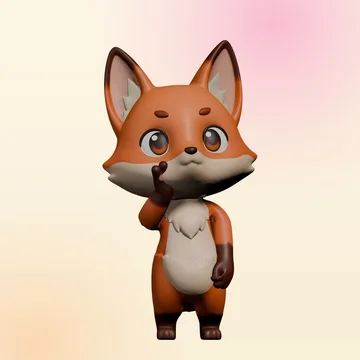 Fox mascot in the site colors