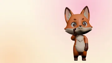 Fox mascot in the site colors