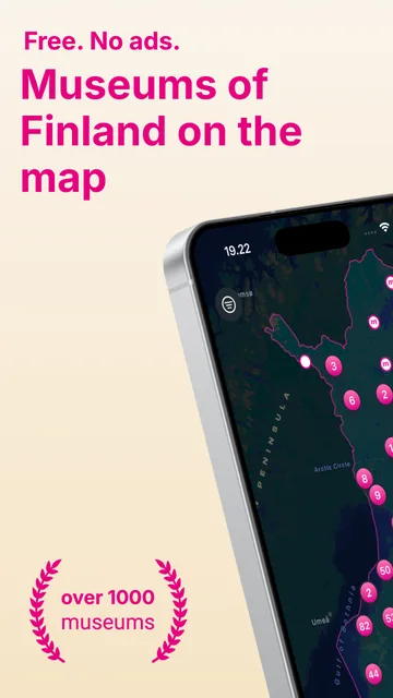 App map view with museums across Finland
